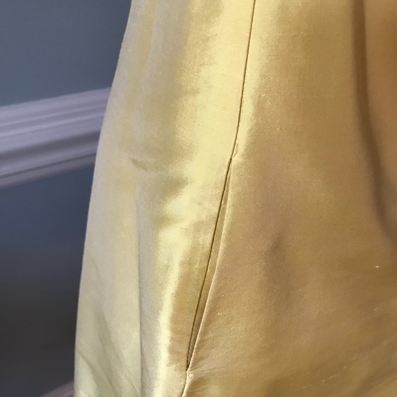 Yellow silk shantung halter dress with ruffle - Picture 3 of 5